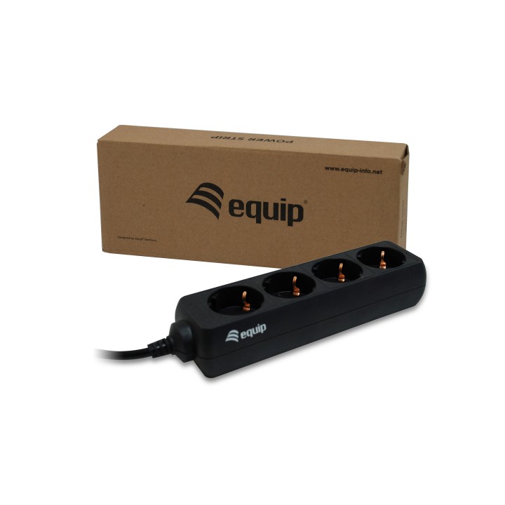 Regleta EQUIP 4xSchuko Cable 1.1m Negra (EQ333281)