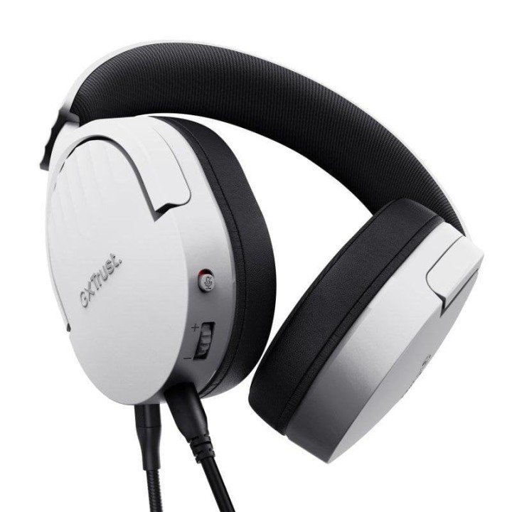 Auriculares Trust GXT 489 Fayzo con cable USB y jack 3,5 mm para gaming, micrófono extraíble, negros y blancos