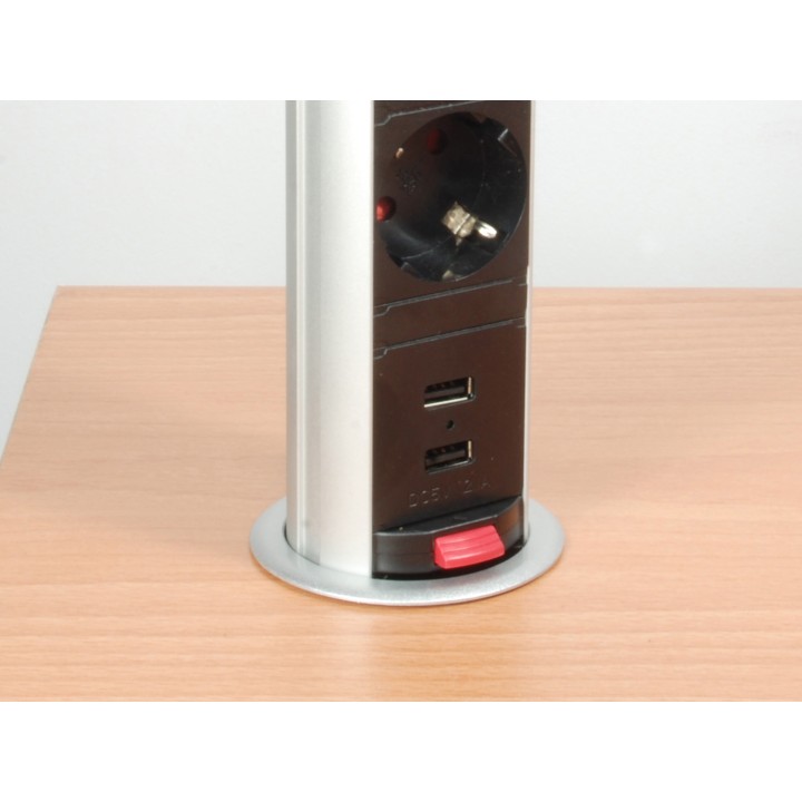 Regleta EQUIP 3 Tomas AC 2xUSB Negra/Plata (EQ333304)