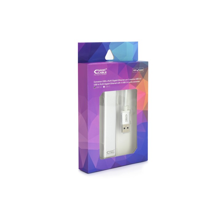 Nanocable 3xUSB 3.0 a RJ45 15cm Plata (10.03.0403)