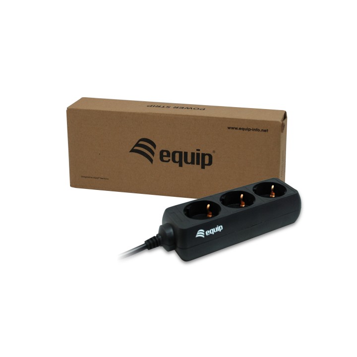 Regleta EQUIP 3xSchuko Cable 1.1m Negra (EQ333280)