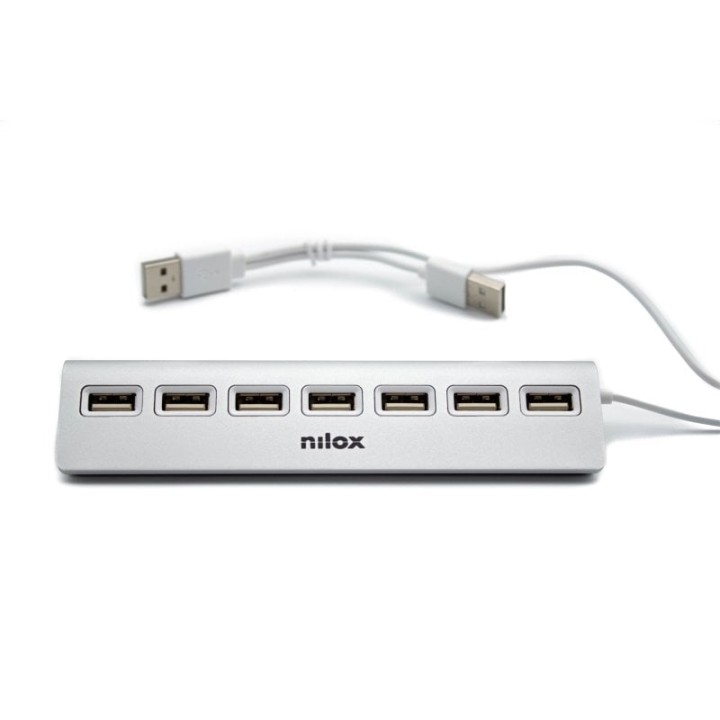 Nilox NXHU7ALU2 HUB 7 Puertos USB Gris