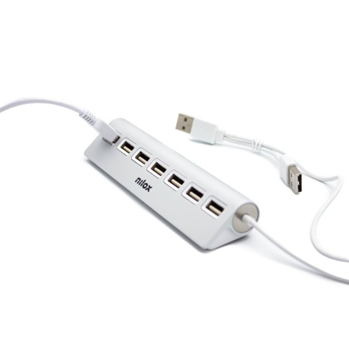 Nilox NXHU7ALU2 HUB 7 Puertos USB Gris
