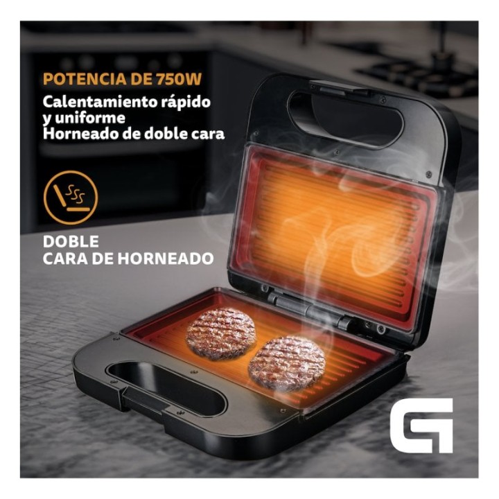 Grunkel SAN-GRILL NG Sandwichera con Grill 750W Negra