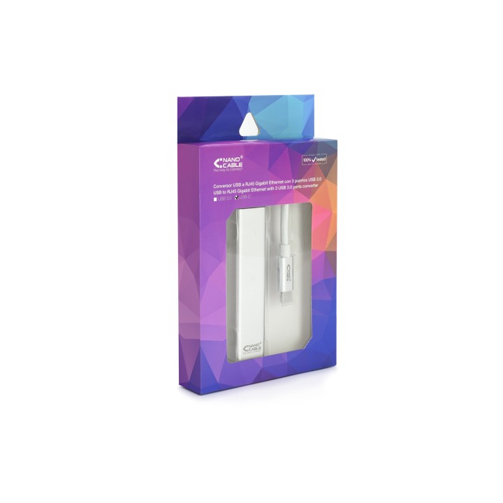 Nanocable 3xUSB-C 3.0 a RJ45 15cm Plata (10.03.0404)