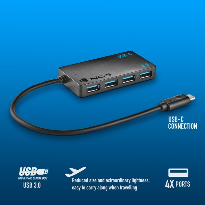 NGS Wonder IHUB4 Hub USB 3.2 Gen 1 (3.1 Gen 1) Type-A 480 Mbit/s Negro