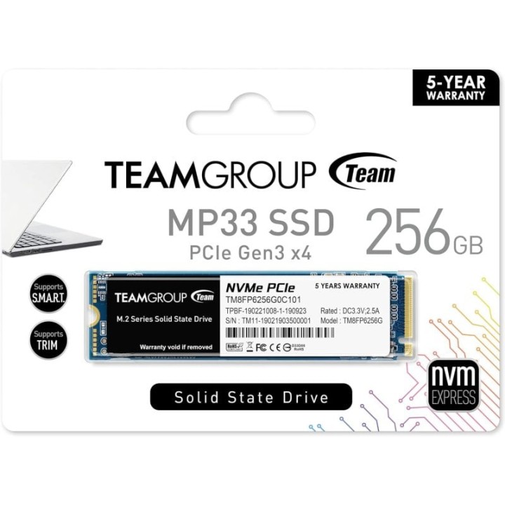 Team Group MP33 256GB SSD M.2 PCI Express 3.0 NVMe 3D NAND