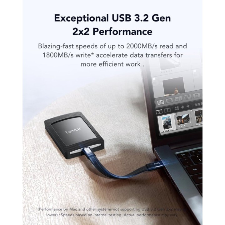 Lexar SL500M Disco SSD Externo 1TB USB-C 3.2 Gen2x2 Negro