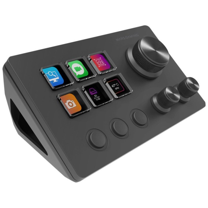 Mars Gaming MSD-TWO Control Deck Compacto 6 Teclas LCD Personalizables 3 Ruedas Windows MacOS Negro