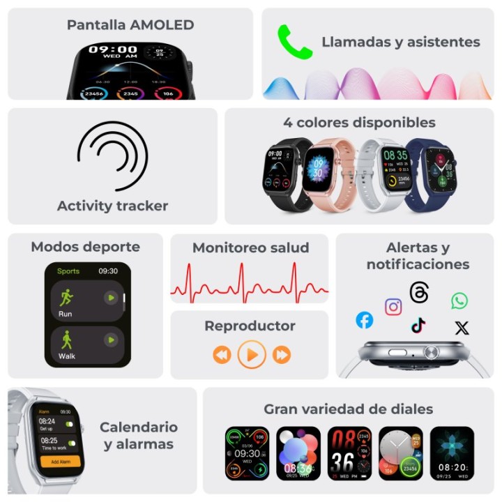 Ksix Smartwach Urban Move Pantalla AMOLED 2,06 Modo Deporte y Salud IP67 Azul