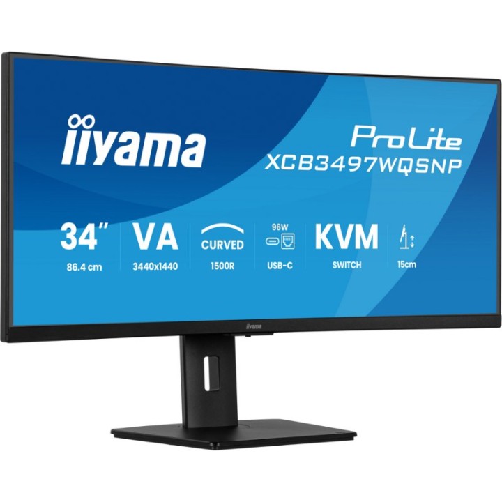 iiyama ProLite XCB3497WQSNP-B1 34" VA CURVO UWQHD 120Hz USB-C DOCK 96W Altavoces Altura Ajustable
