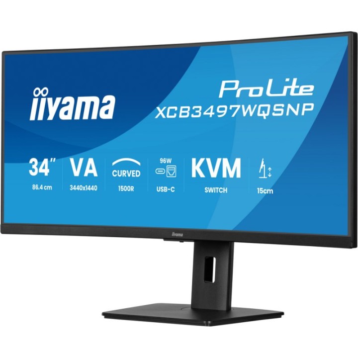 iiyama ProLite XCB3497WQSNP-B1 34" VA CURVO UWQHD 120Hz USB-C DOCK 96W Altavoces Altura Ajustable