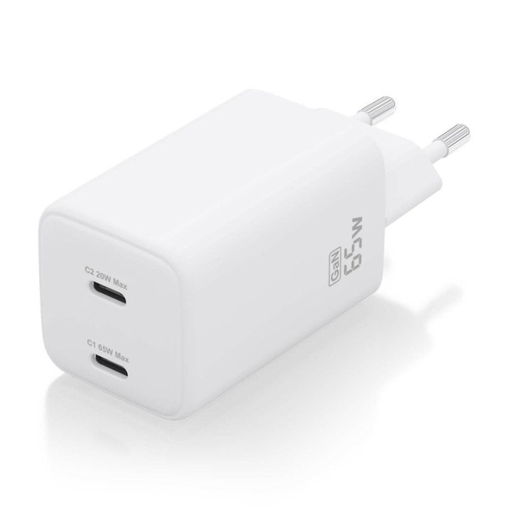 Aisens ASCH-65W2P039-W Cargador GaN 65W 2xUSB-C PD3.0 QC4.0 Blanco
