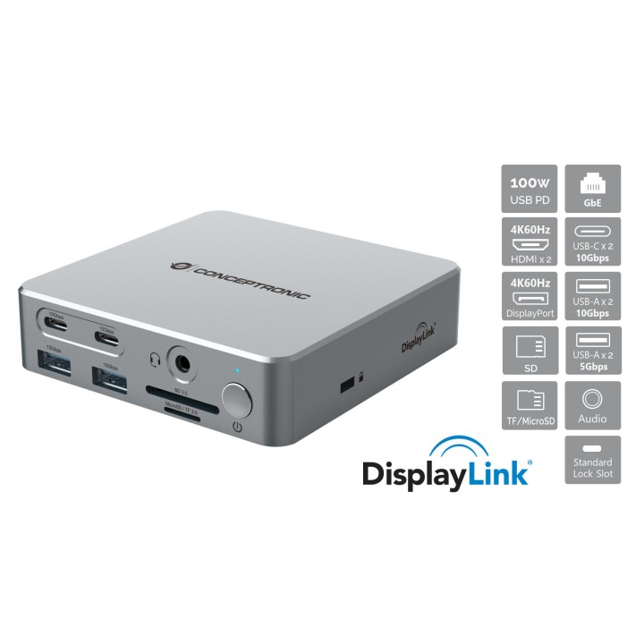 Dock CONCEPTRONIC USB-C a USB/HDMI/RJ45 Plata (DONN25G)