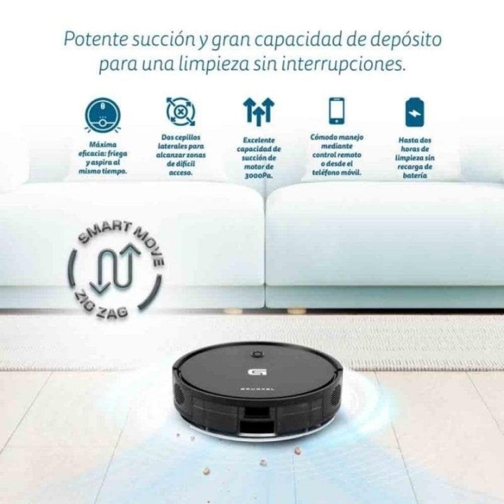 Robot Aspirador y Fregasuelos Grunkel I-DANCERGYRO Navegación Giroscópica 2.100 Pa Control WiFi