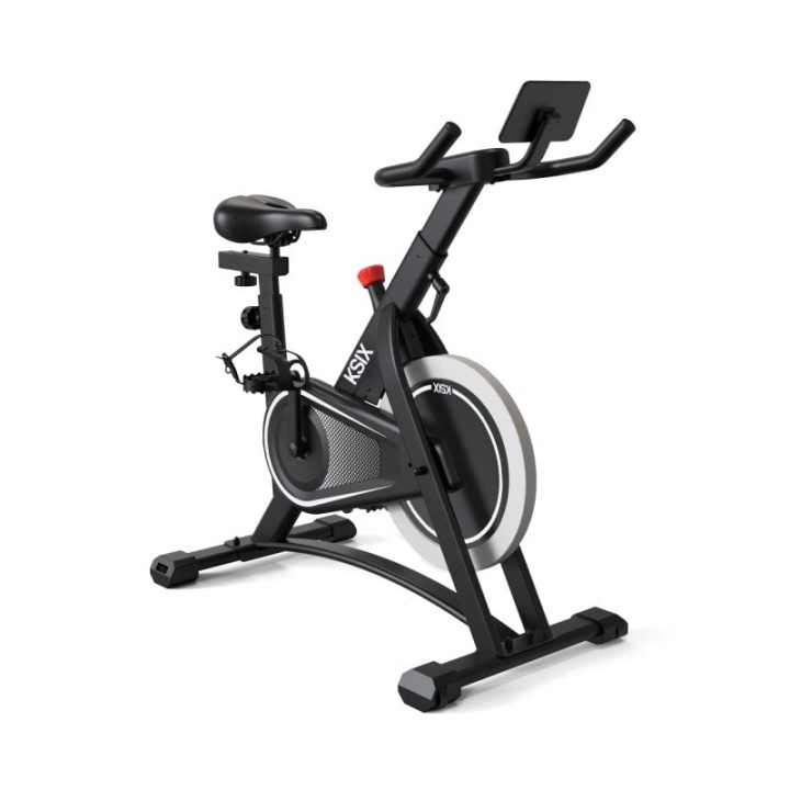 Ksix Kb01 Bicicleta Estática Indoor con Soporte Ajustable Compatible con Kinomap y Zwift, Negra