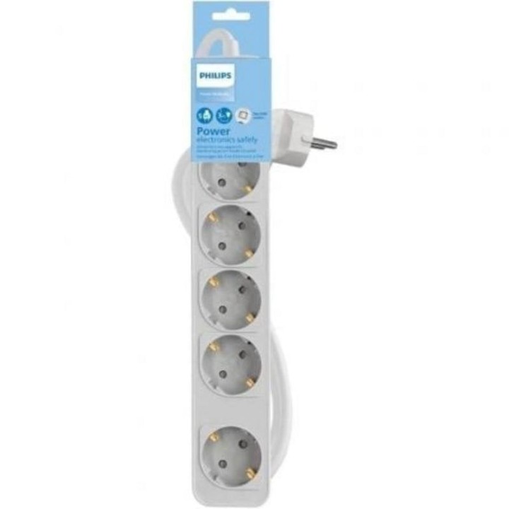Philips CHP2154W/12 Regleta con Interruptor 5 Tomas Schuko Cable 1.5m Blanca