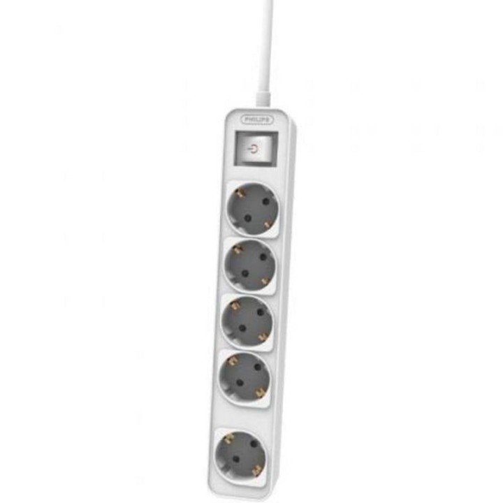 Philips CHP2154W/12 Regleta con Interruptor 5 Tomas Schuko Cable 1.5m Blanca