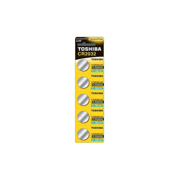 Toshiba CR2032 Pack 5 Pilas Botón 3V Alta Demanda Litio Larga Duración