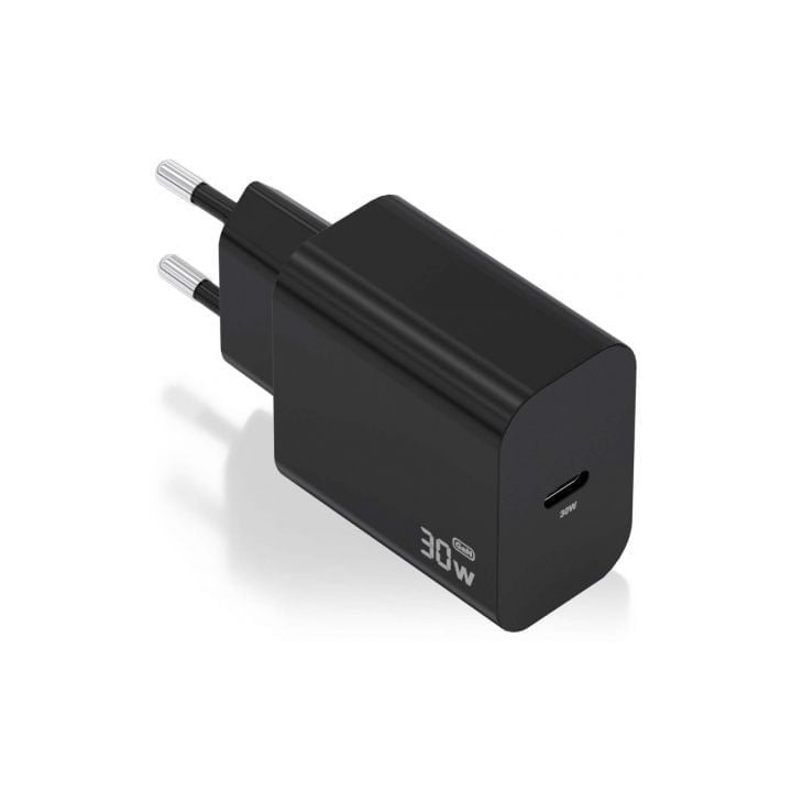 AISENS GaN30W Cargador USB-C PD3.0 PPS QC3.0 1xUSB-C Negro