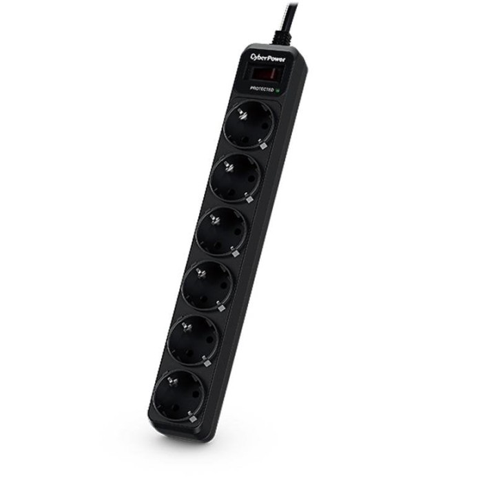 CyberPower B0620SC0-DE Regleta 6 Tomas 1.8m Negra con Interruptor