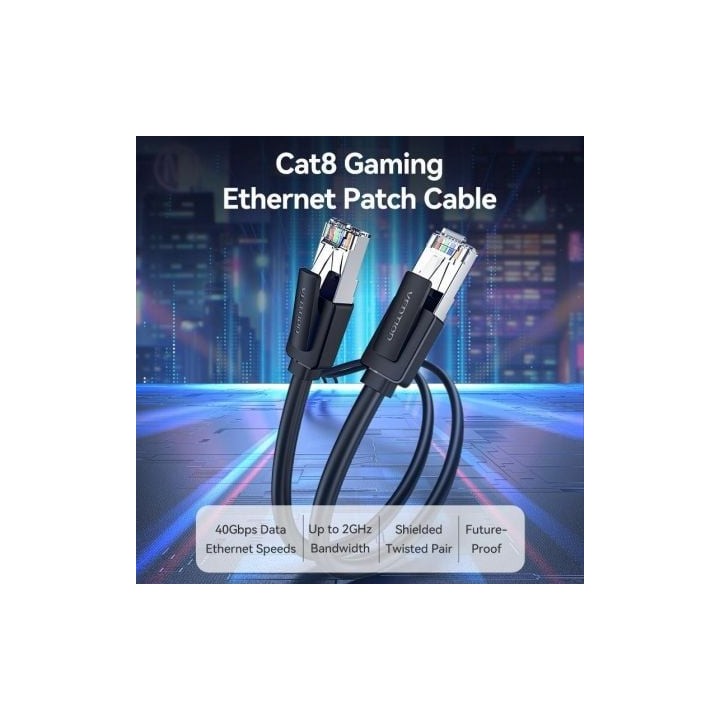 Vention IKKBF Cable de Red RJ45 SFTP Cat.8 1m Negro