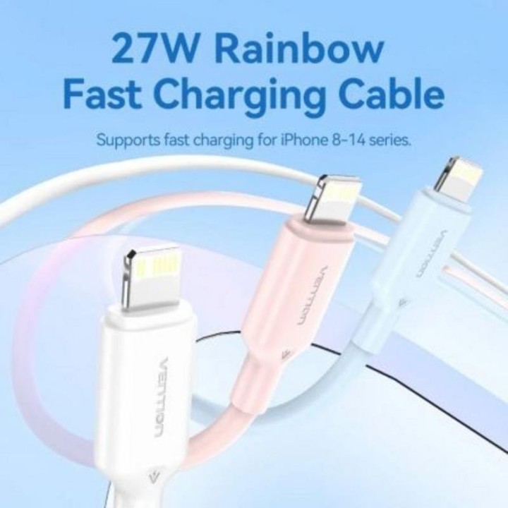 Cable Vention LAKPH USB 2.0 Tipo-C a Lightning 27W 2m Rosa