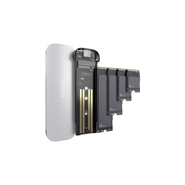 AISENS ASM2-025SL Caja Externa SSD M.2 NVMe USB 3.2 Gen2 Sin Tornillos Plata