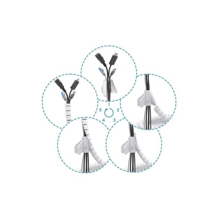 Organizador de cables en espiral AISENS A151-0917 1m diámetro 25mm blanco adaptador incluido