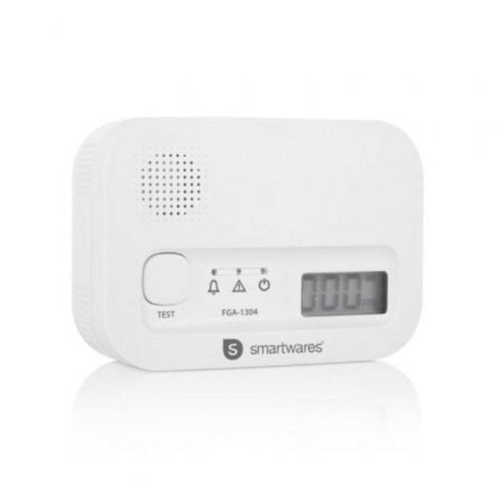 Detector de Gas Smartwares FGA-13041 Monóxido de Carbono Alarma 85dB Pantalla