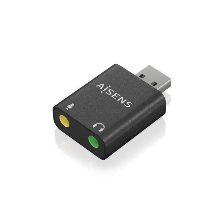 Tarjeta de Sonido AISENS A106-0768 USB-A Conversor Audio 16/24bit Plug&Play Negro