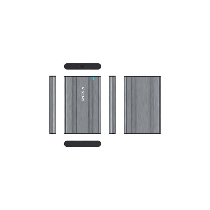 Caja Externa 2.5″ AISENS ASE-2526GR Aluminio Gris USB 3.1 SATA Instalación Sin Tornillos