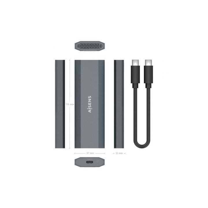 Caja Externa M.2 NVMe AISENS ASM2-029GR Aluminio Gris USB 3.2 Gen2 Sin tornillos Plug and Play