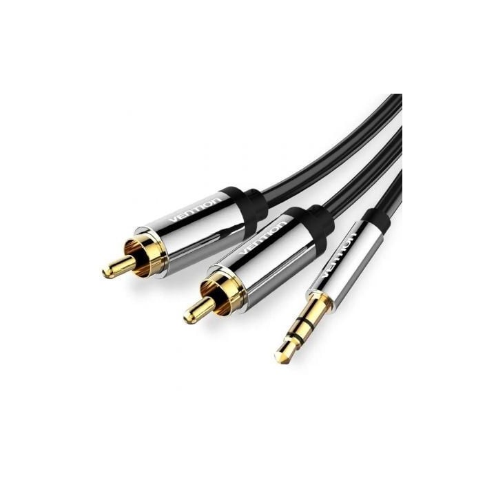 Cable estéreo Vention BCFBH 2m 3.5mm macho a 2x RCA macho chapado en oro negro