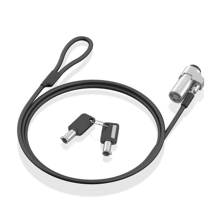 Cable de seguridad AISENS ASLK-D45K06-BK NANO 1.5m acero cerradura de llave portátil