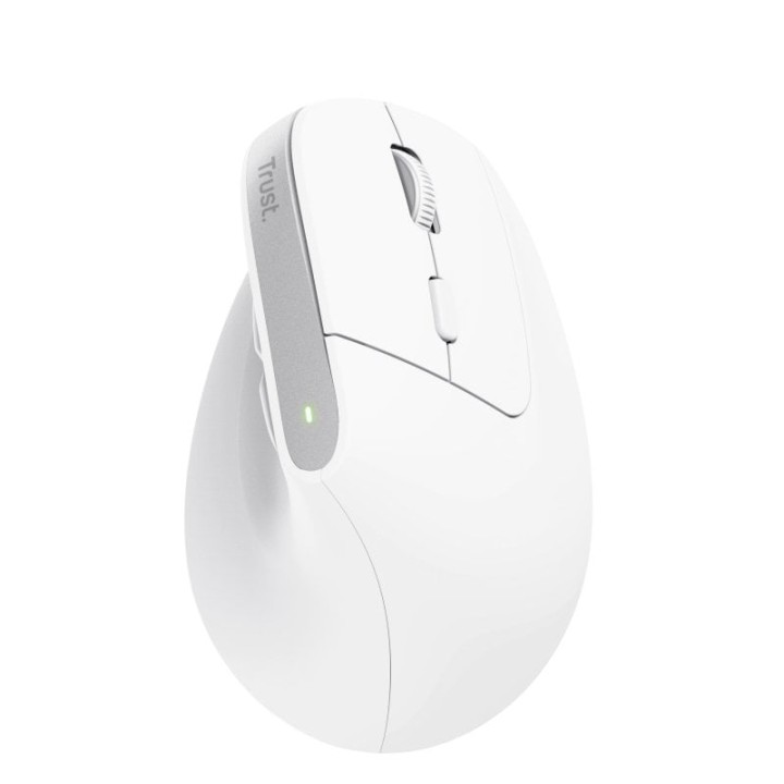 Ratón Trust inalámbrico Bayo+ 2400 DPI multidispositivo vertical recargable blanco