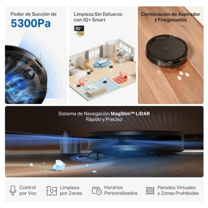 Robot Aspirador TAPO by TP-Link RV20 Max mopa integrada 5300Pa Navegación LiDAR WiFi