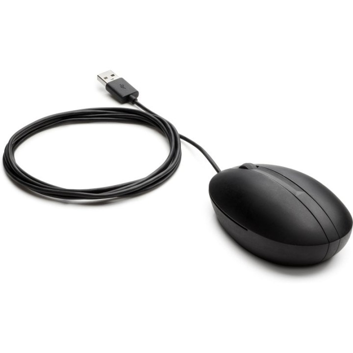 Ratón HP con cable 1000 DPI ambidiestro ergonómico USB óptico Negro