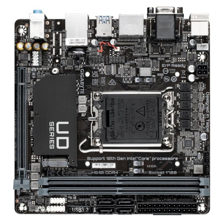 Placa Base Gigabyte H610I DDR4 LGA 1700 mITX Soporte 64GB M.2 SATA III