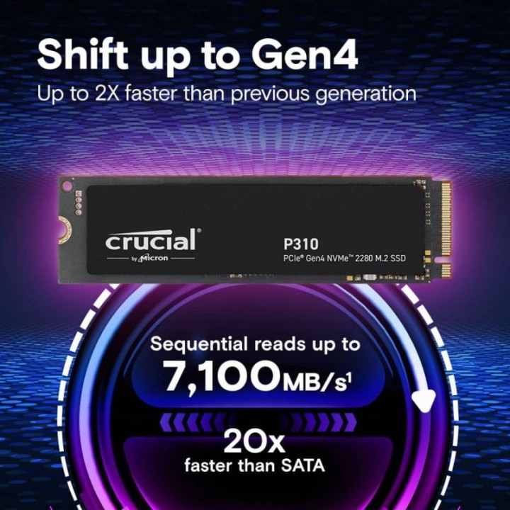 Disco Duro Crucial 2TB SSD M.2 7100 MB/s P310 NVMe PCIe Gen 4.0 + Encriptación