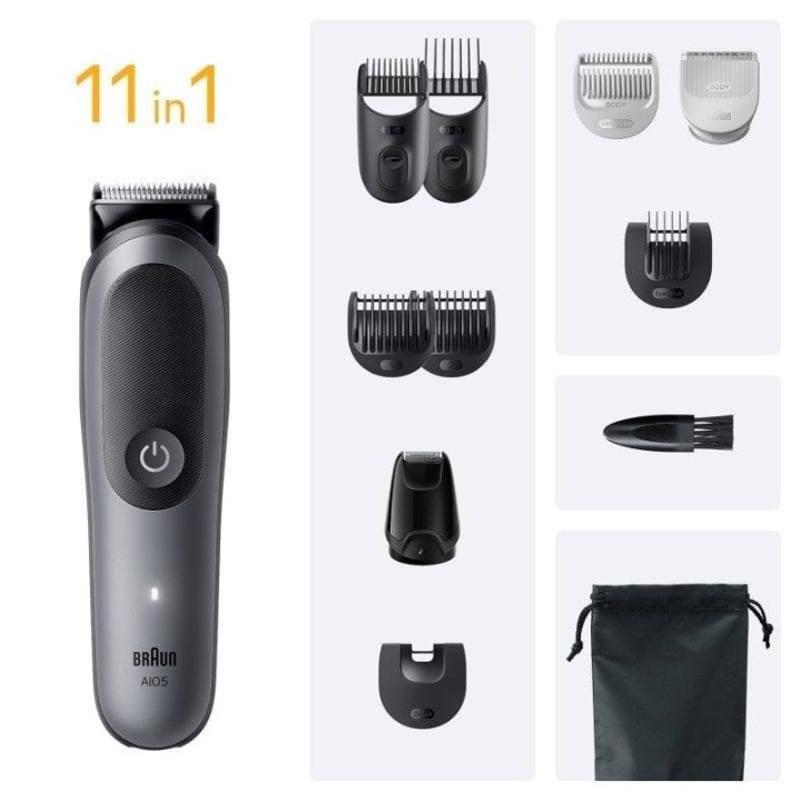 Cortapelos Braun Inalámbrico 14 Niveles 120min Autonomía Carga Rápida Negro/Gris