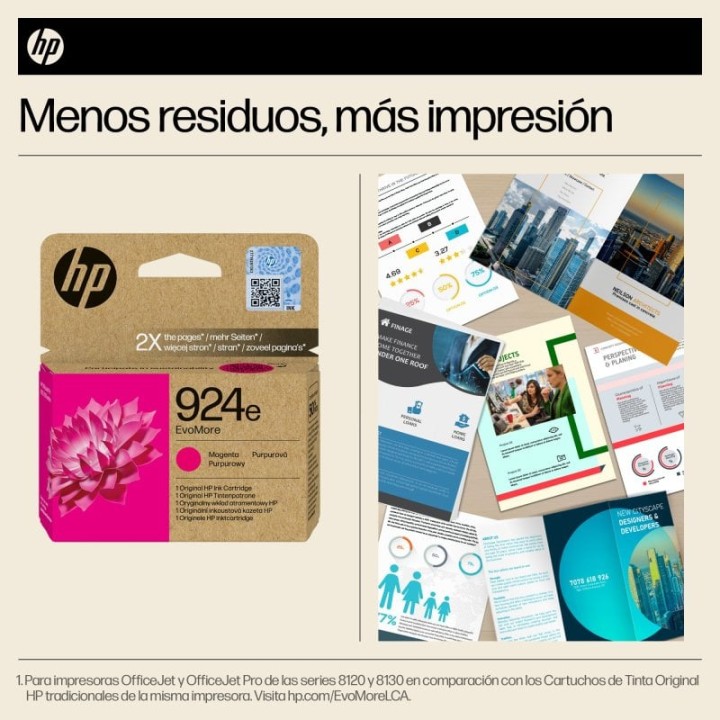 Cartucho de Tinta HP EvoMore 924e Magenta XL 800 páginas Reciclado 48%