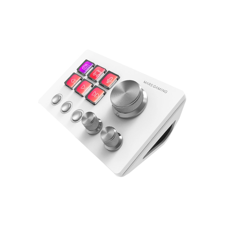 Control Deck Mars Gaming 6 Teclas LCD Blanco (MSDTWOW)