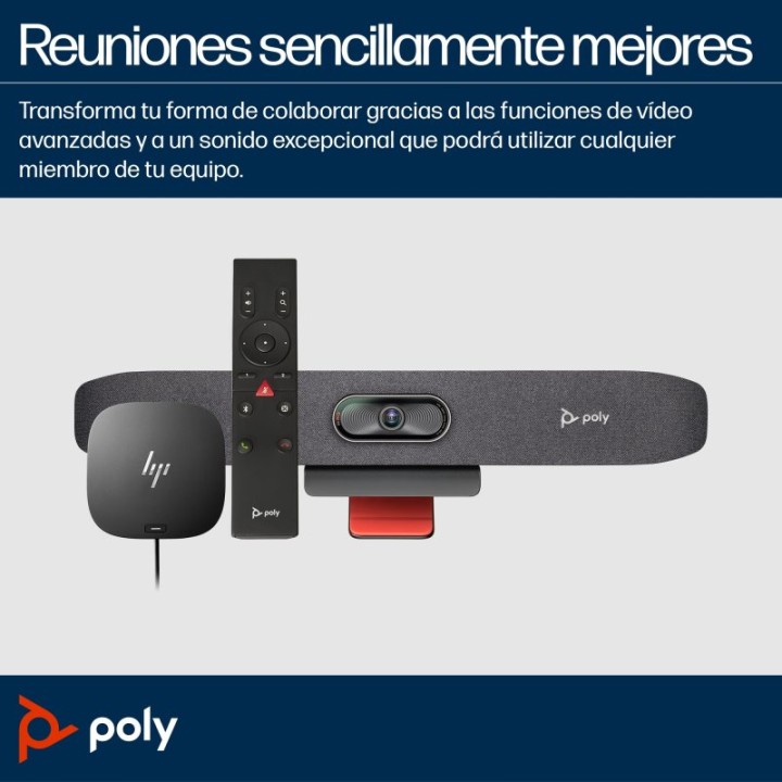 Barra de Videoconferencia Poly 4K Ultra HD Zoom Digital 5x Wifi Bluetooth Audio Avanzado
