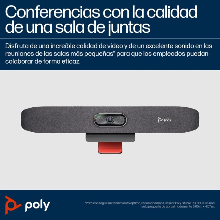 Barra de Videoconferencia Poly 4K Ultra HD Zoom Digital 5x Wifi Bluetooth Audio Avanzado