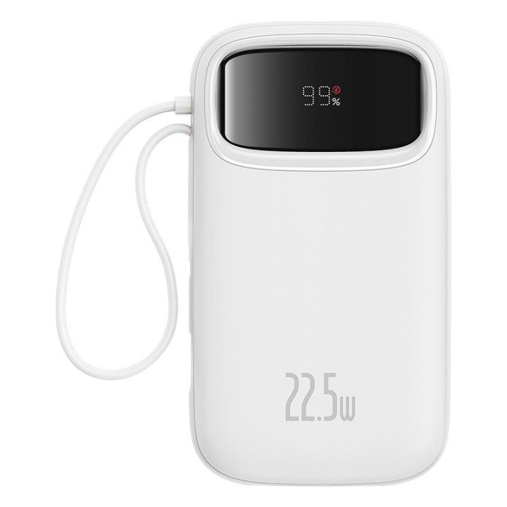 Power Bank Baseus Qpow2 10000mAh 22.5W Dual-Cable Display Blanco Polímero Litio