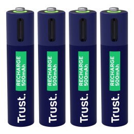 Pilas Recargables Trust AAA USBC-C Pack 4 Azul (25671)