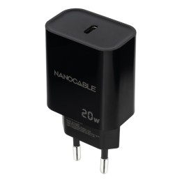 Cargador Pared Nanocable 1xUSB-C 20W Negro (10.10.2006)