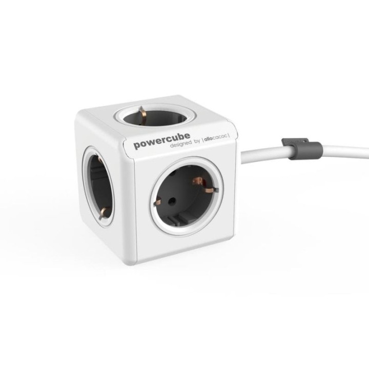 Regleta PowerCube Extended 5 Tomas 1,5 m Gris con Soporte Adhesivo