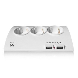 Ewent Regleta 3x Schuko 2xUSB Blanca